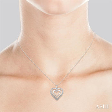 Silver Diamond Twin Heart Pendant